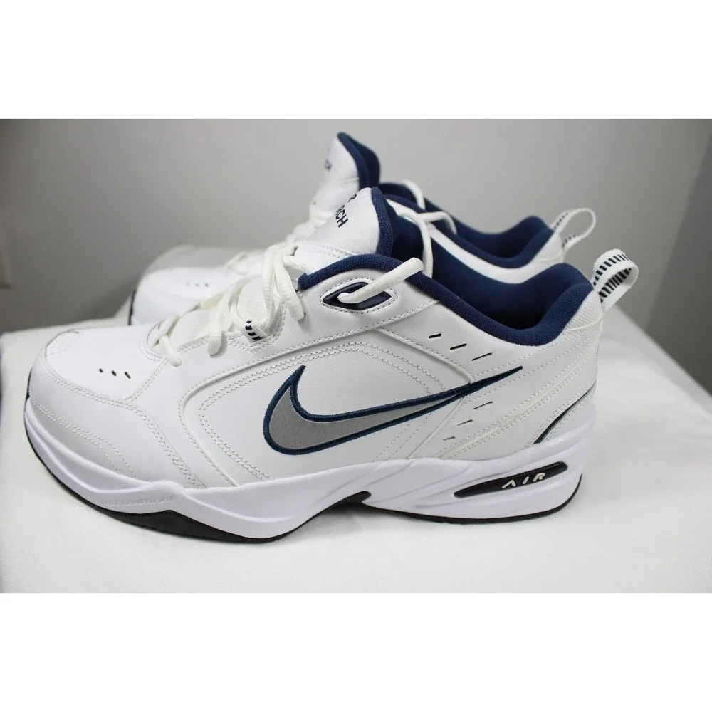 Nike Air Monarch IV Mens Training Shoes Sneakers Size 12 4E White Navy